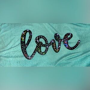 Customized New Hanging Black Painted Wood Sign says “Love” 16 in by 8 in